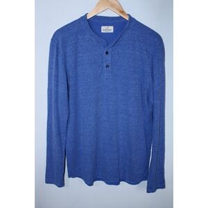 Marine Layer Men's Large Blue Henley Neck Sweatshirt